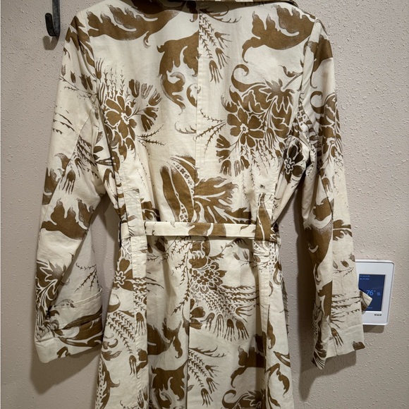 Cabi Wimbledon Courtside Trench Coat Cream/Gold/Brown Cotton/Linen - Picture 3 of 11